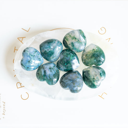 Mini Moss Agate Heart Intuitively Chosen