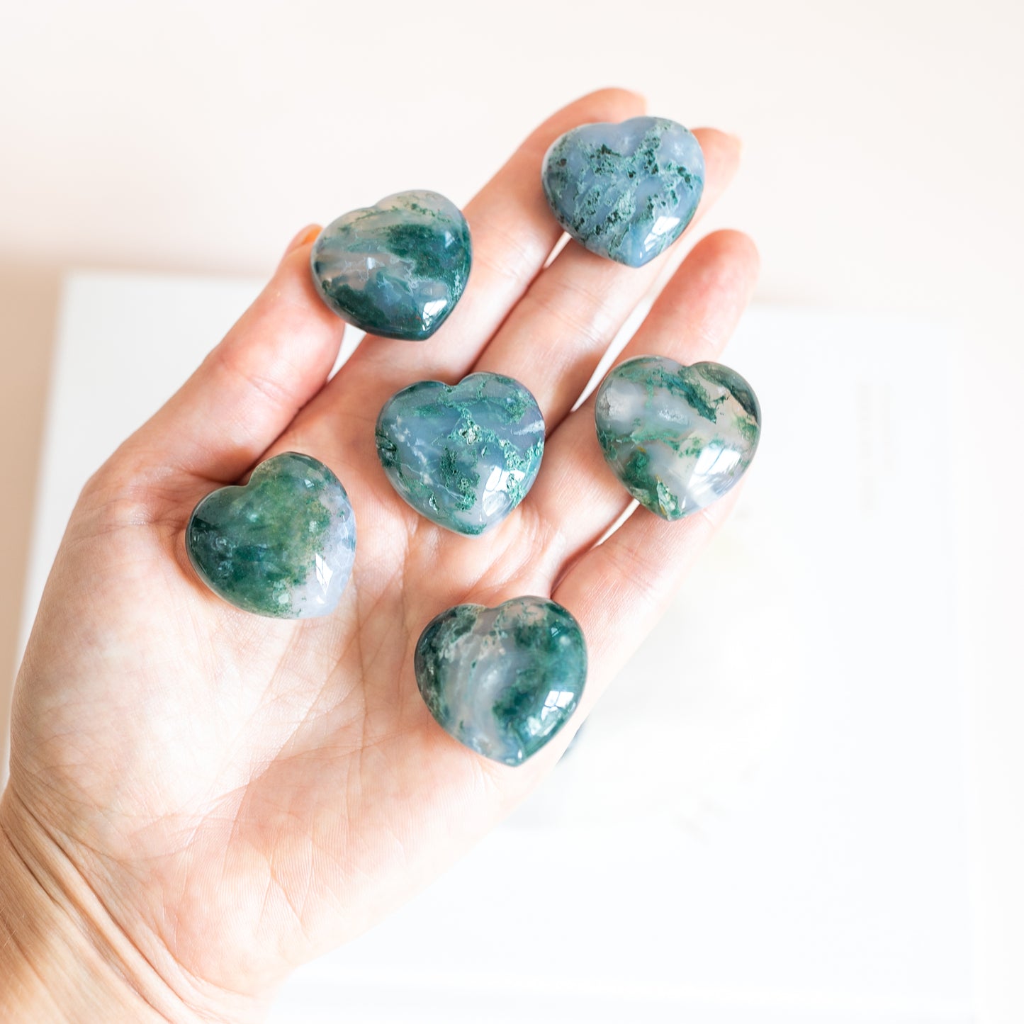 Mini Moss Agate Heart Intuitively Chosen