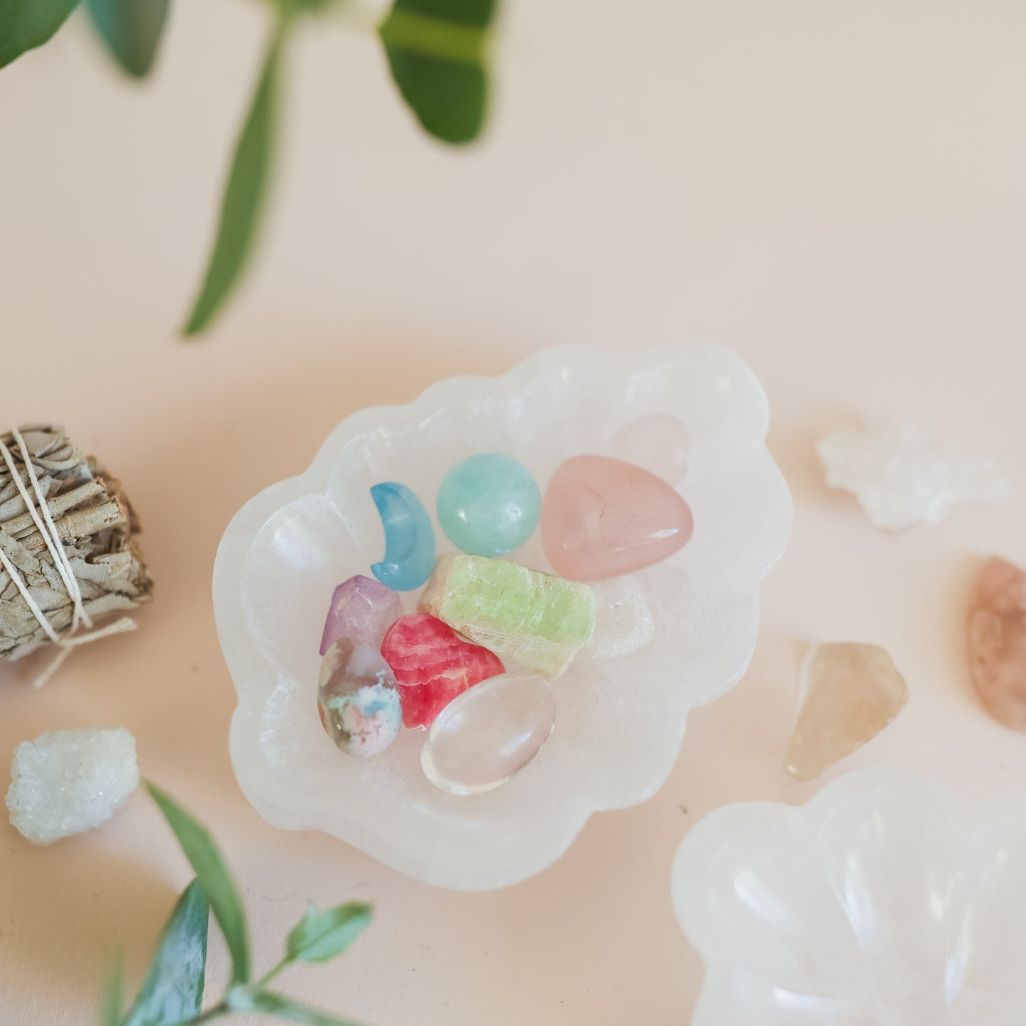 Selenite Satin Spar Leaf Shaped Bowl