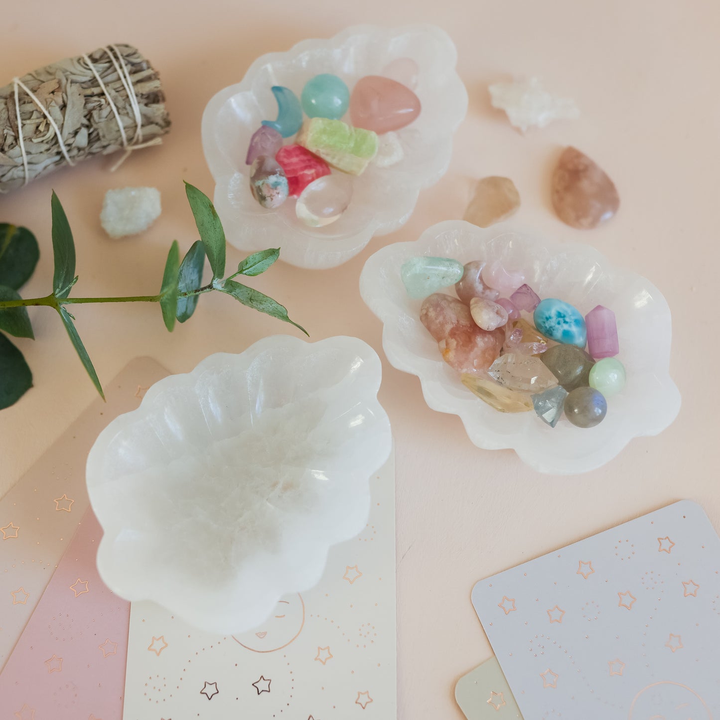 Selenite Satin Spar Leaf Shaped Bowl