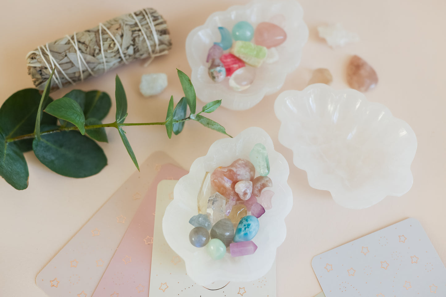 Selenite Satin Spar Leaf Shaped Bowl