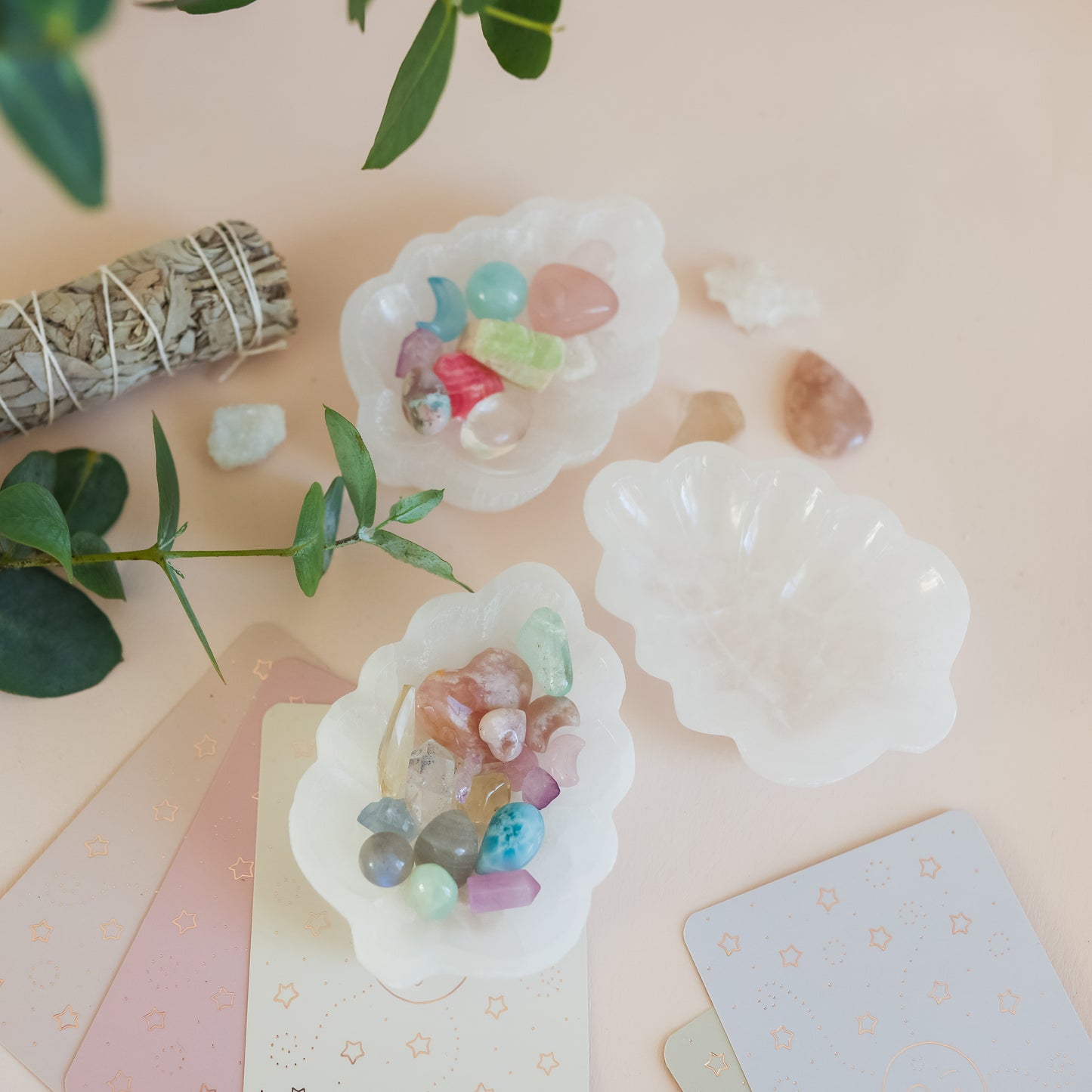Selenite Satin Spar Leaf Shaped Bowl