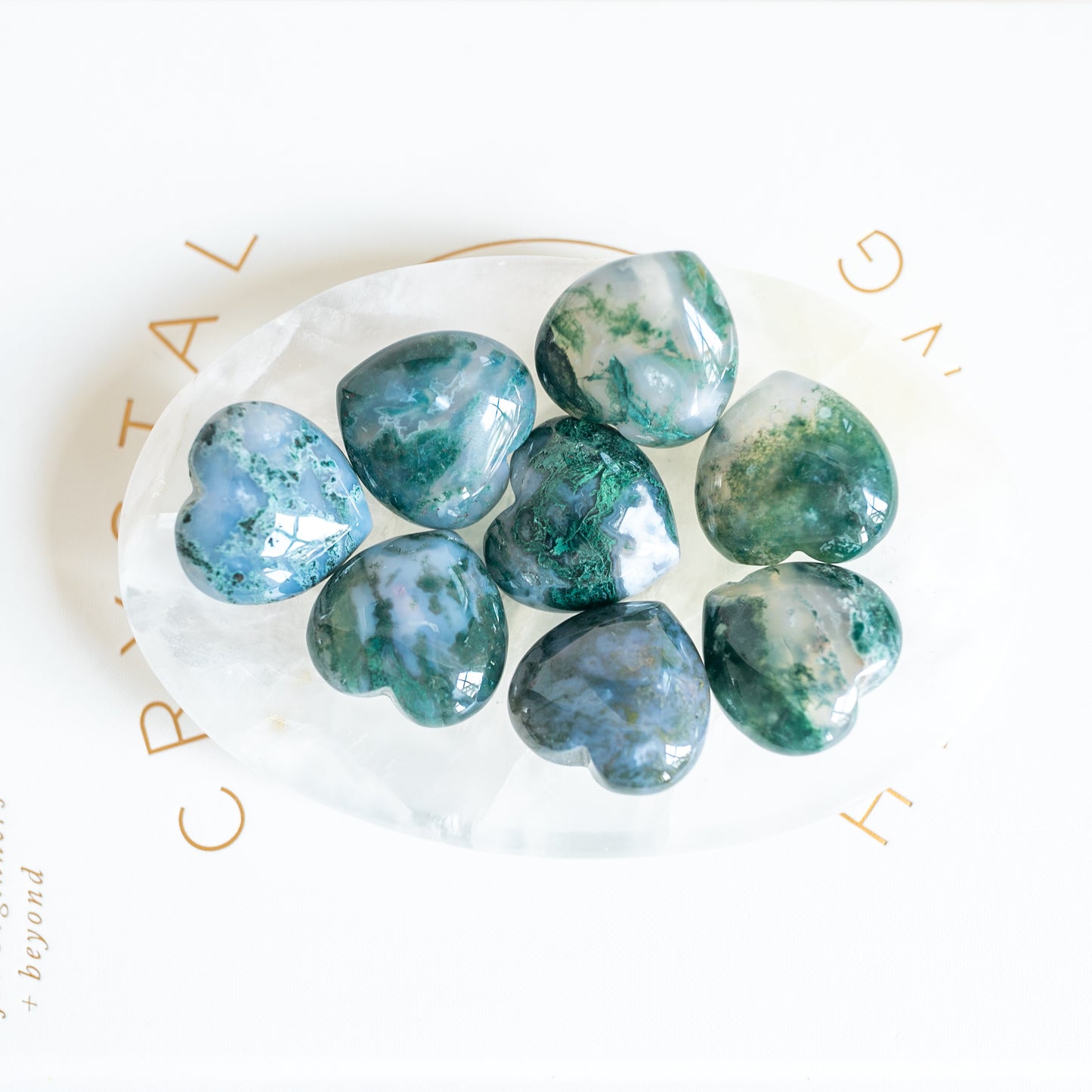 Mini Moss Agate Heart Intuitively Chosen