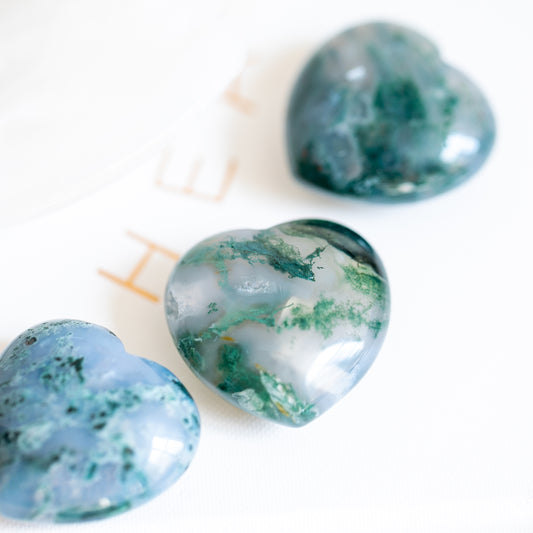 Mini Moss Agate Heart Intuitively Chosen