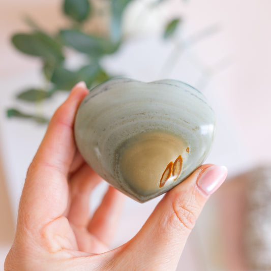 Large Polychrome Jasper Puffy Heart