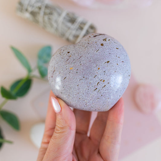 Large Lilac Fancy Jasper Puffy Heart