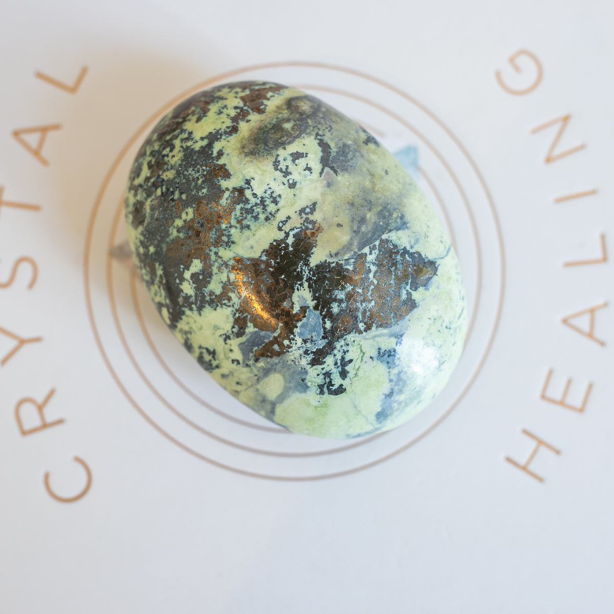 Pyrite in Serpentine Palmstone from Peru