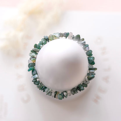 Moss Agate Crystal Chip Bracelet