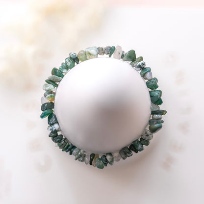 Moss Agate Crystal Chip Bracelet