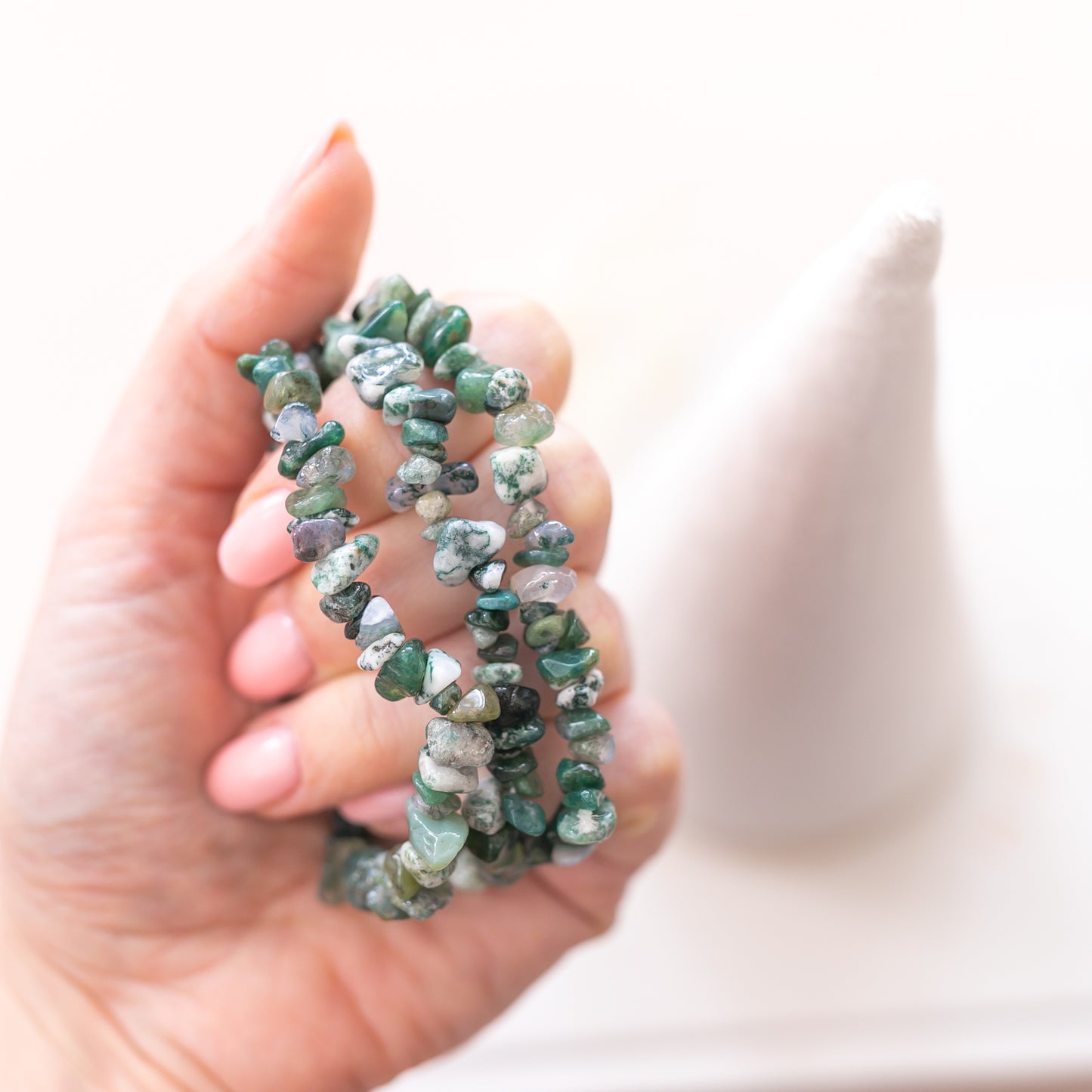 Moss Agate Crystal Chip Bracelet