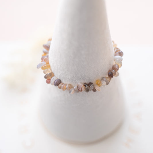 Bostwana Agate Irregular Gemstone Bead Bracelet