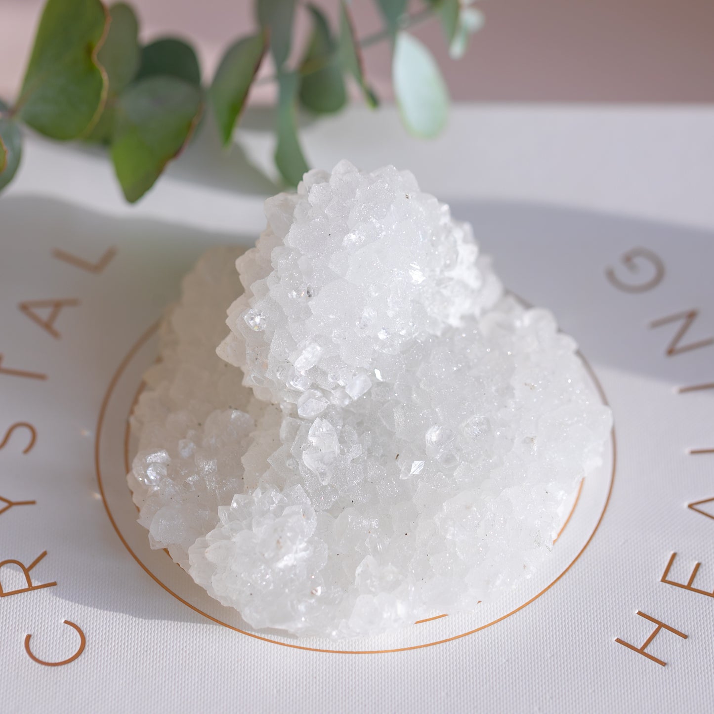 White Apophylite Druzy Cluster with Flower Formation