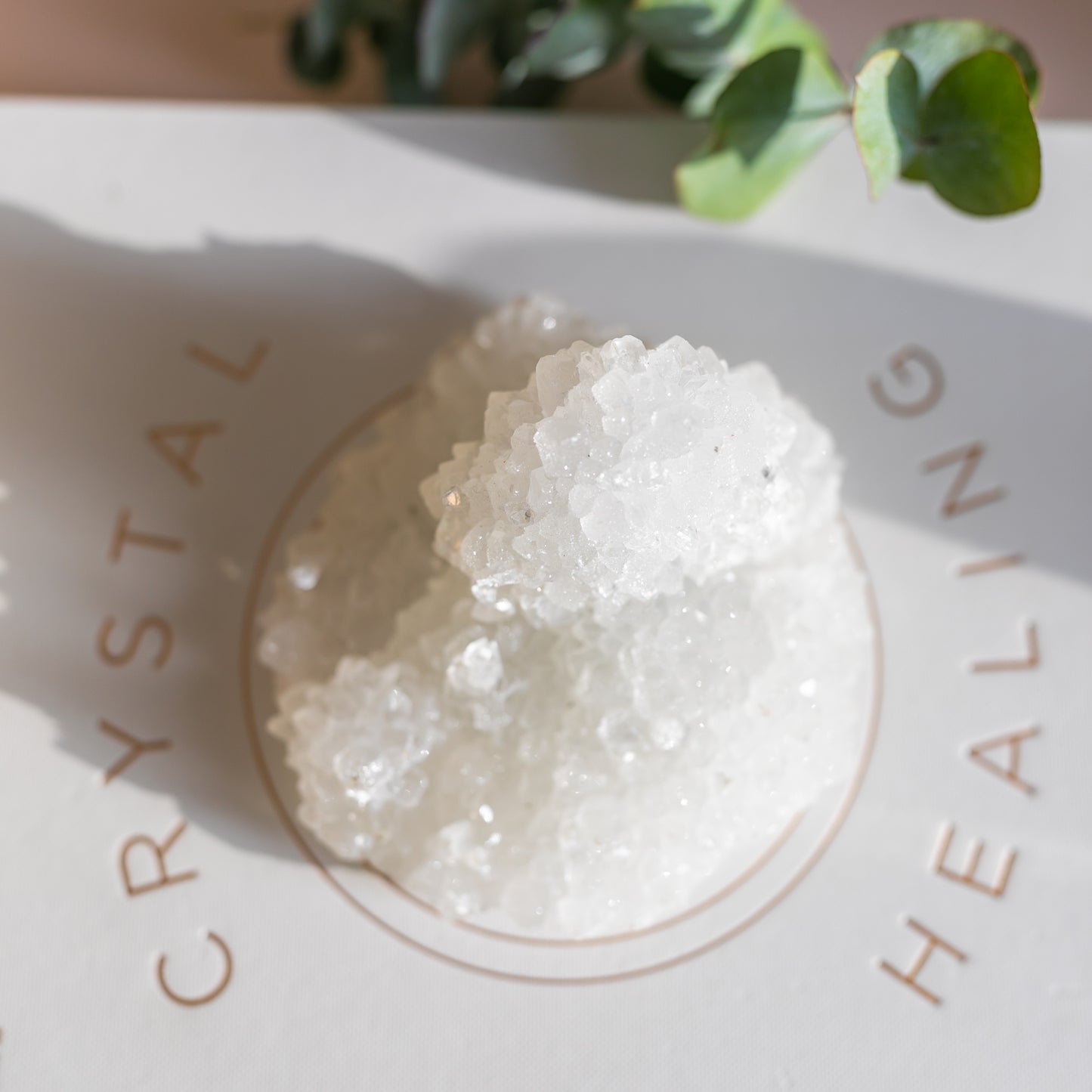 White Apophylite Druzy Cluster with Flower Formation