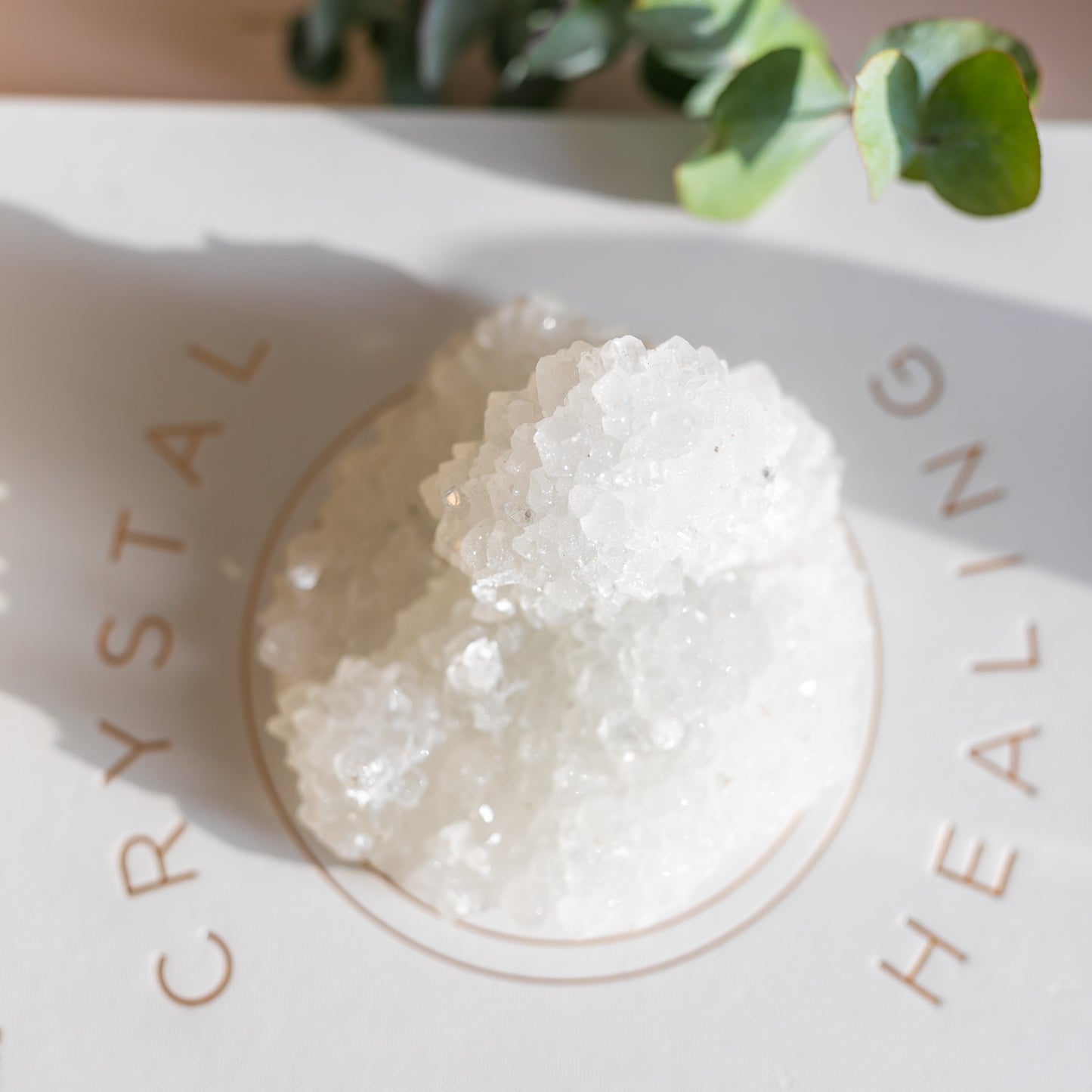 White Apophylite Druzy Cluster with Flower Formation