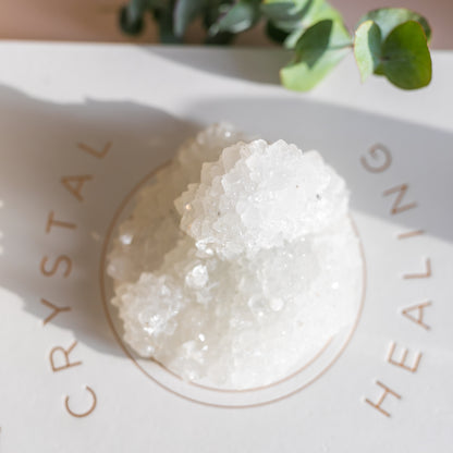 White Apophylite Druzy Cluster with Flower Formation