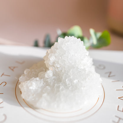 White Apophylite Druzy Cluster with Flower Formation