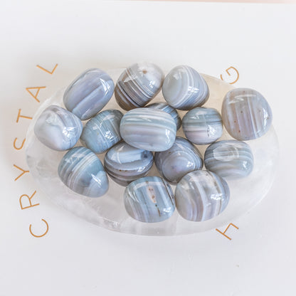Grey Banded Agate Large Tumblestone